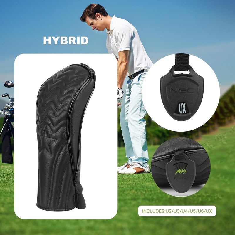 PONADA 4pcs or 1pc Golf Club Head Covers for Woods, Driver, Fairway, Hybrid – Premium PU Leather with Interchangeable Tags & Magnetic Blade and Mallet Putter Covers - Image 3